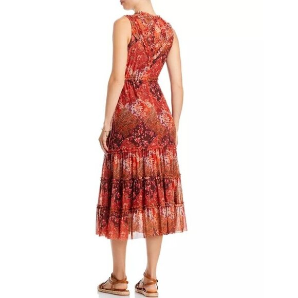 NWT Johnny Was Josephina Mesh Midi Floral Ruffle Dress Large - Picture 4 of 15